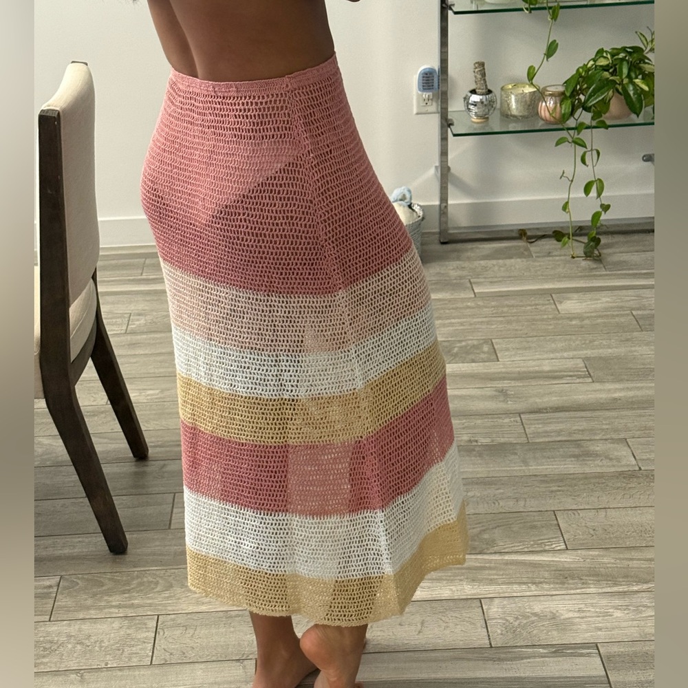 Striped Crochet coverup Maxi Skirt